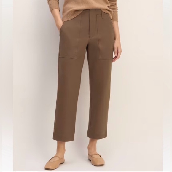 Everlane Bi-Stretch Utility Pants Womens 6 Ankle Crop Cocoa Brown High Rise - Picture 1 of 12